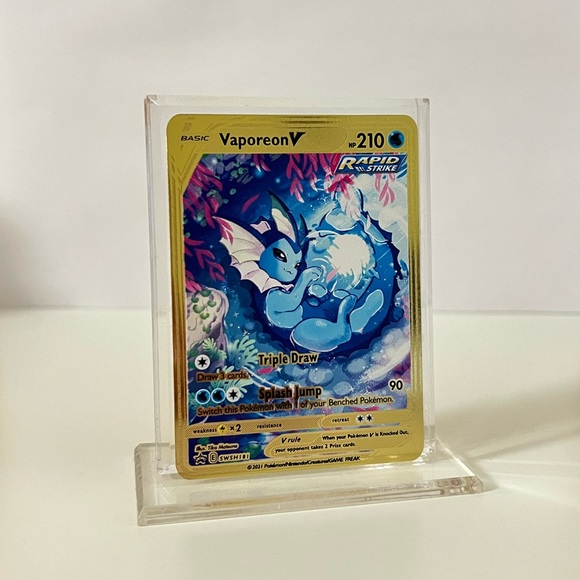 Pokemon Vaporeon V SWSH181 METAL GOLD CARD Collectible/Gift/Display - Picture 1 of 3